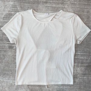 open back white blouse